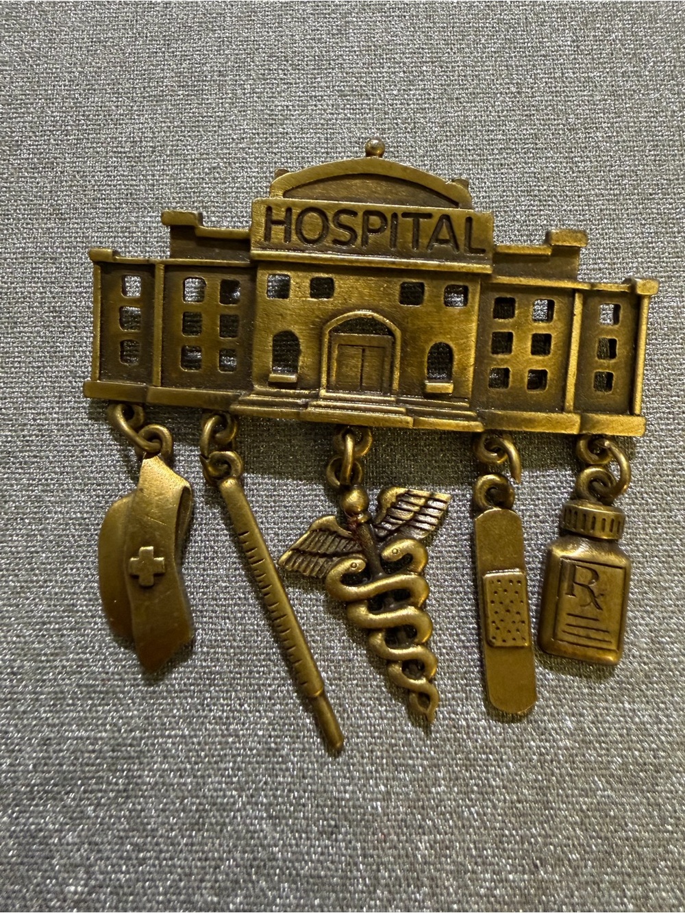 JJ Jonette Hospital Medical Charm Brooch Pin Nurse Doctor Pharmacy Vintage